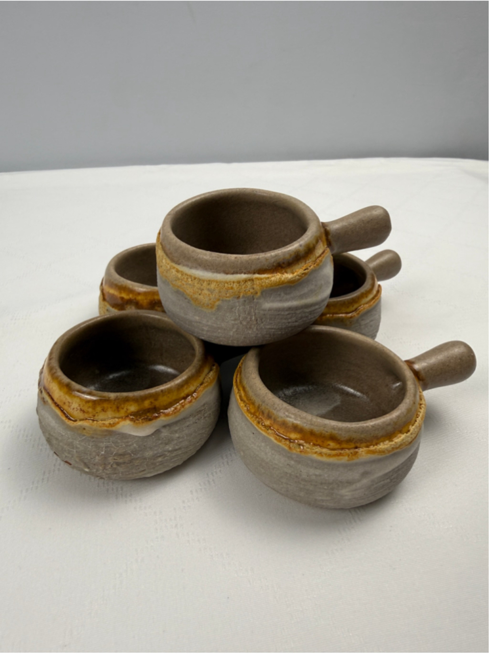 Vtg Laurentian Pottery Tundra Drip Glaze Miniature Sauce Bowl Ceramic Set of 5